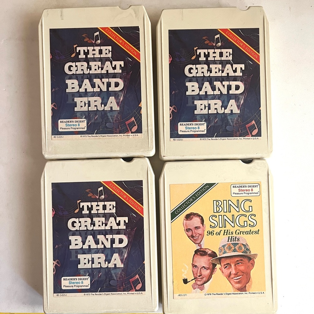 Set of 4 : 8 Tracks- The Great Band Era and Bing Sings 8-Track Tapes